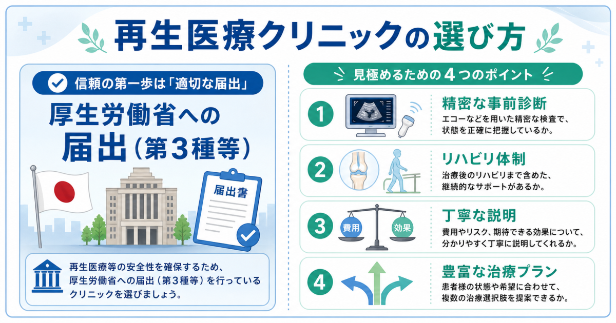再生医療クリニックの選び方｜厚労省認定基準と信頼できる施設を見極めるポイント