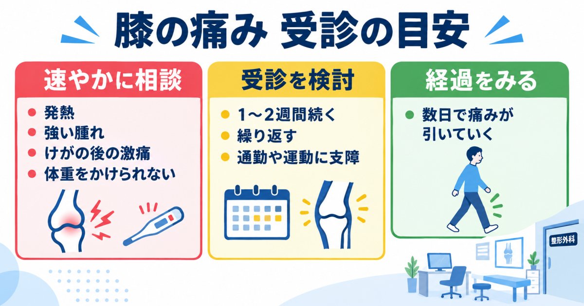 膝の痛みはいつ整形外科へ？症状別の受診目安